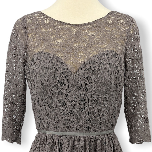 Jenny Yoo Dress Womens 12 Gray Marquis Lace A Line Formal Cocktail Ladies - Picture 2 of 11